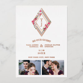 Wedding Initials 2 Photos Real Rose Gold Effect  Folieneinladung