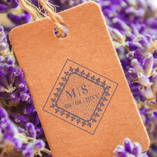 Wedding Initials Ornamental Lace Sophisticated Gummistempel (Von Creator hochgeladen)