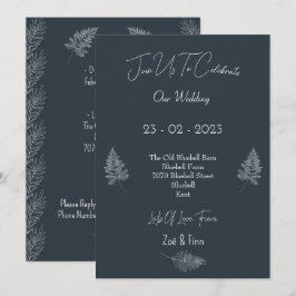 Wedding Invitation (12,7x17,8cm) - Blue And White Einladung