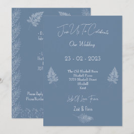 Wedding Invitation (12,7x17,8cm) - Blue And White Einladung