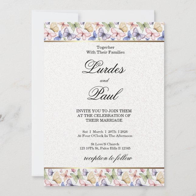  Wedding invitation  Border Butterfly (Devant)