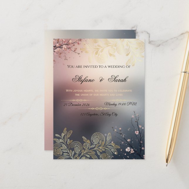 Wedding invitation card  (Devant/Arrière en situation)