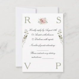 Wedding invitation card decorated with flowers RSVP karte