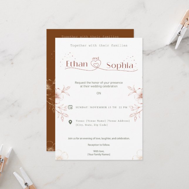 wedding invitation card design online (Devant/Arrière en situation)