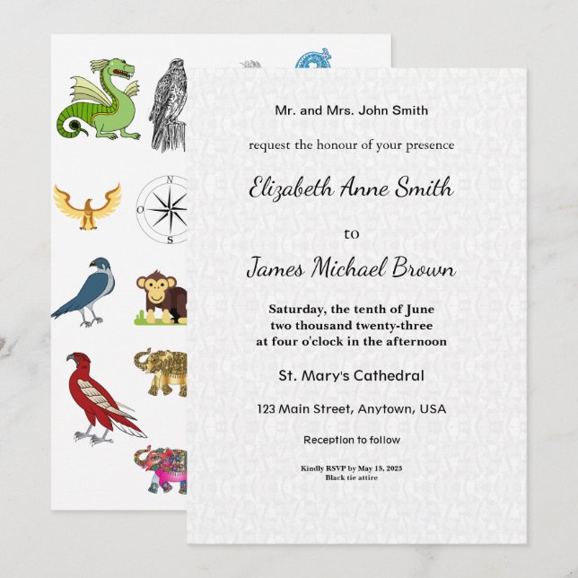Wedding Invitation Card Elegant Classic Minimal (Devant / Derrière)