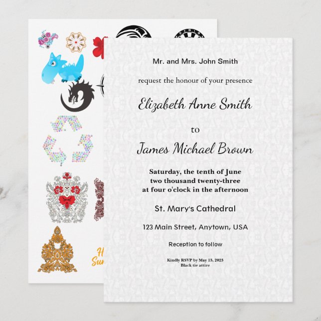 Wedding Invitation Card | Elegant Classic Script (Devant / Derrière)