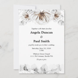 Wedding Invitation Card Soft Rose, Leaf Leaves Einladung