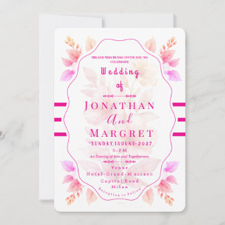 Wedding Invitation Classic Pink Floral Aesthetic Einladung