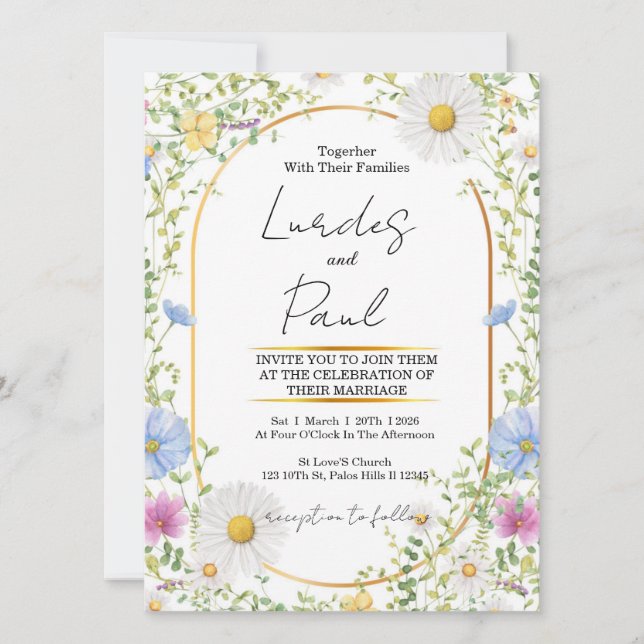  Wedding invitation Floral Daisy Einladung (Vorderseite)