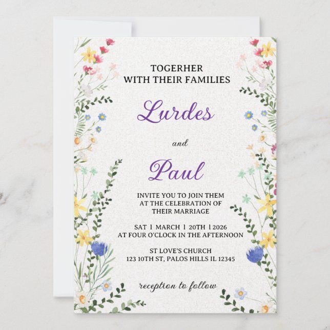  Wedding invitation Floral Romanctic Einladung (Vorderseite)