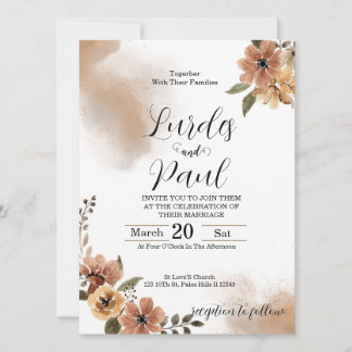 Wedding invitation Floral tons of brown