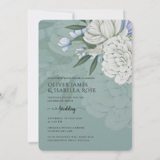 Wedding Invitation | Sage Green & White Peonies