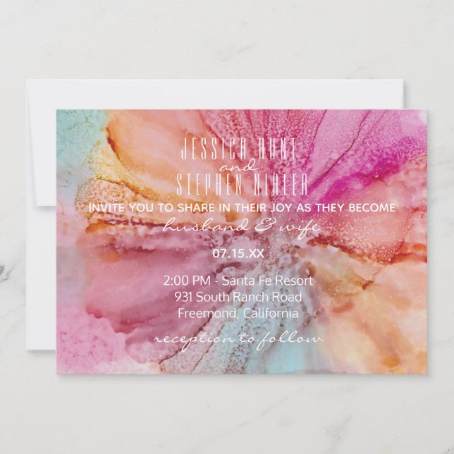 Wedding Invitation Silk Flowers (Devant)