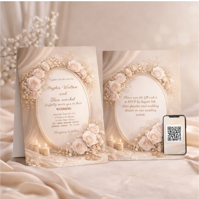 Wedding invitation with white flowers einladung (Von Creator hochgeladen)