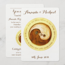 WEDDING INVITE goldene Harmonie YinYang Tauben