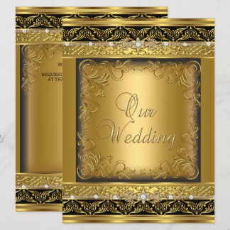 Wedding Invite Metallic Gold Black Diamond Einladung