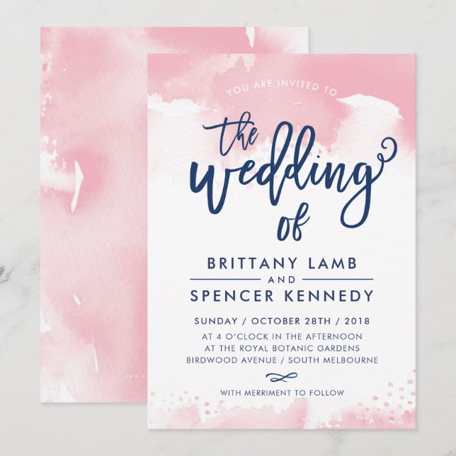 WEDDING INVITE moderne stilvolle marinebrosa Aquar Einladung (Vorne/Hinten)