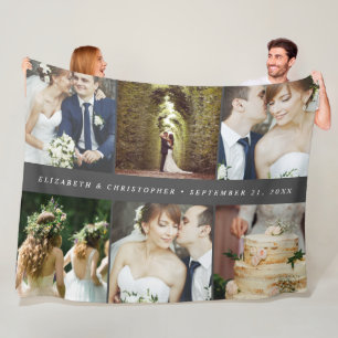 Wedding Keepake 6 Square Foto Collage Fleecedecke