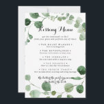 Wedding Kissing Menu Game Eukalyptus Card<br><div class="desc">Diese Hochzeitsküssen-Menü-Spiel Eukalyptus-Karte ist perfekt für eine einfache Hochzeitsempfang. Das Design bietet Aquarellfarben handgezeichnet elegante botanische Eukalyptuszweige und Blätter.</div>