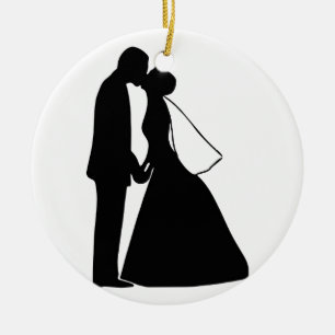 Wedding Kussbraut- und -bräutigam-Silhouette Keramikornament