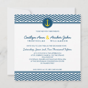 WEDDING LADEN Seeankerherz-Marinegelb ein Einladung