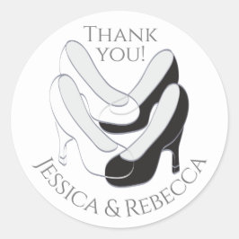 Wedding Ladys Shoes Black and White Runder Aufkleber
