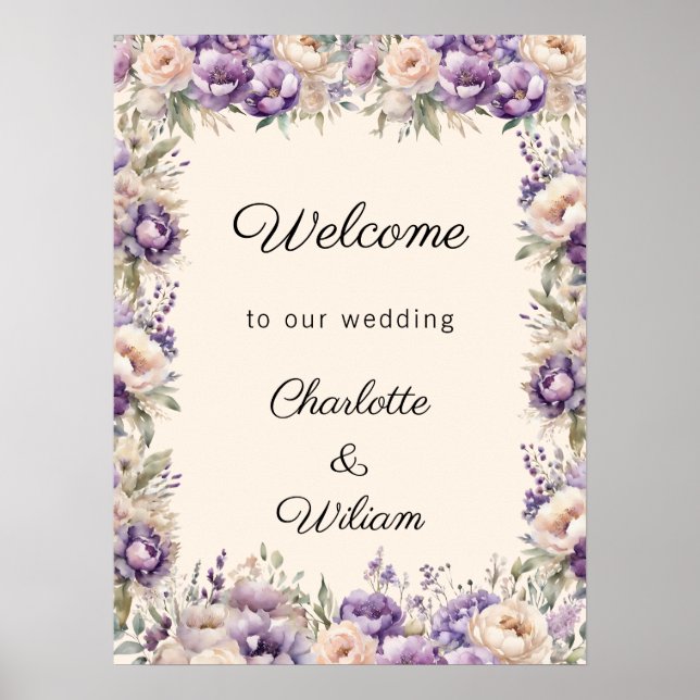 Wedding lavender champagne cream welcome poster (Vorne)
