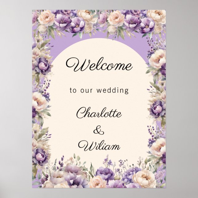 Wedding lavender champagne cream welcome poster (Vorne)