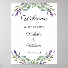 Wedding lavender eucalyptus greenery welcome poster