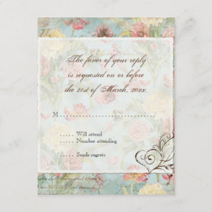 Wedding Les Fleurs RSVP Karte