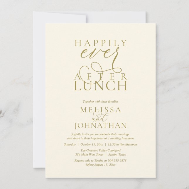 Wedding Lunch Invites, Elegant Happily Ever After Einladung (Vorderseite)