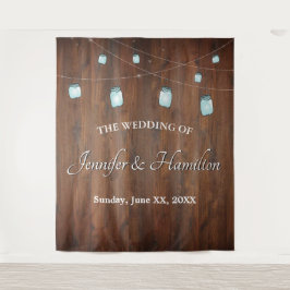 Wedding Mason Jar Lights Barn Wood Hintergrund Wandteppich