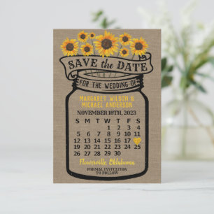 Wedding Mason Jar Sonnenblume November 2023 Kalend Save The Date