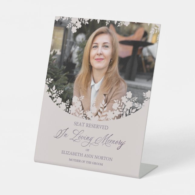 Wedding Memorial Table Wildflowers Frame Photo Sockelschild (Vorderseite)