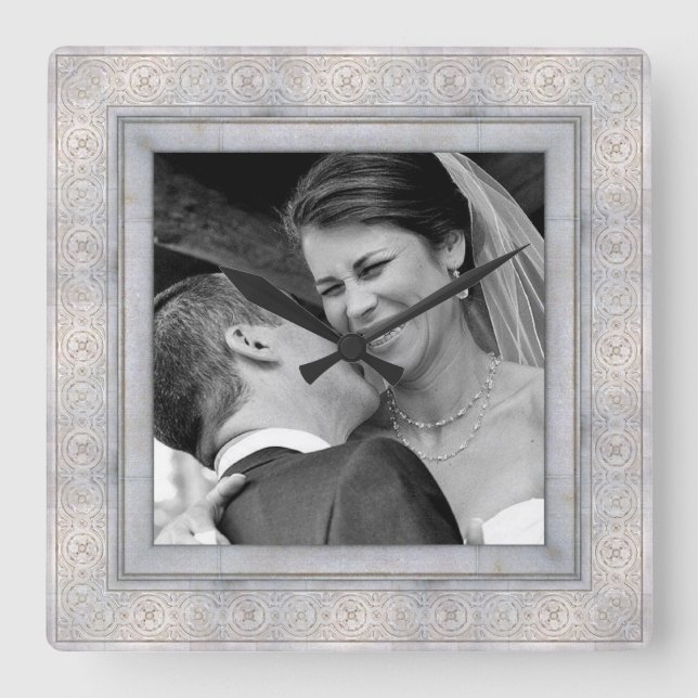 wedding memory photo clock quadratische wanduhr (Vorderseite)