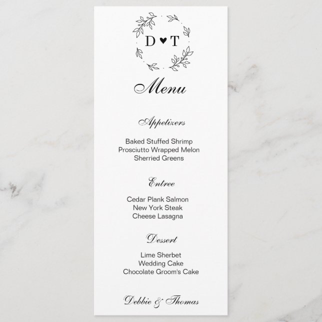 Wedding Menu Card (Devant)