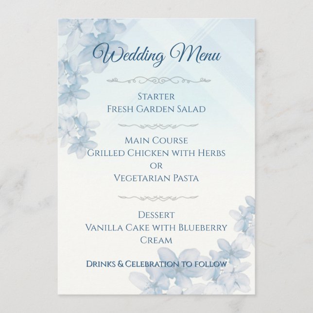 Wedding Menu Elegant Editable  (Devant)