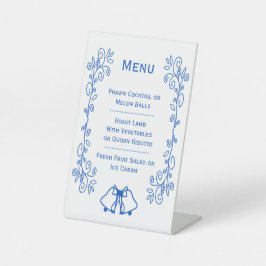 Wedding Menu Pedestal Sign Blue Sapphire Bells  Sockelschild