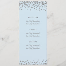 Wedding Menu Silver Faux Glitter Confetti Ice Blue Menükarte
