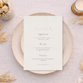 Wedding Menu with Real Gold Foil | Minimal Ivory  Folieneinladung