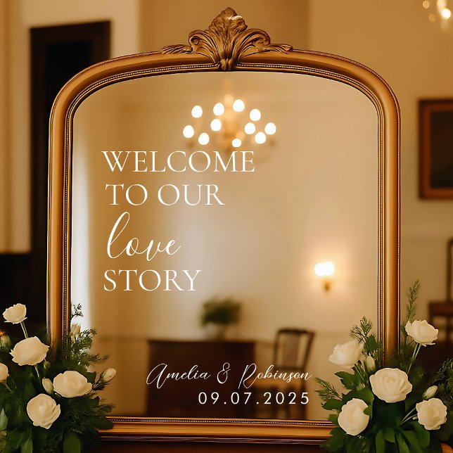 Wedding Mirror Decal - Willkommen in unserer Liebe Fensteraufkleber (Von Creator hochgeladen)