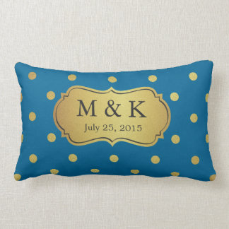 Wedding mit Monogramm - stilvolle Goldpolka-Punkte Lendenkissen