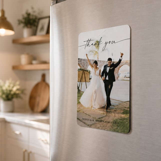 Wedding Modern Vielen Dank Foto Magnet (Von Creator hochgeladen)