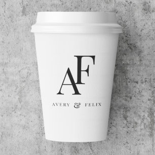 Wedding Monogram Elegant Einfach Minimalistisch Pappbecher