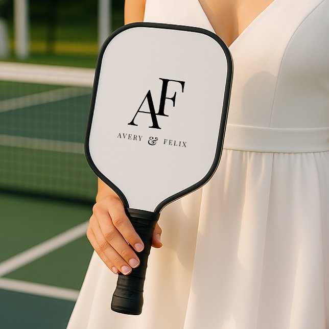 Wedding Monogram Elegant Einfach Minimalistisch Pickleball Schläger (Von Creator hochgeladen)