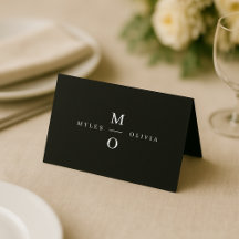 Wedding Monogram Elegant Minimal Stilvolle Schwarz