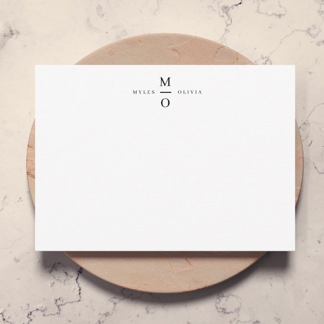 Wedding Monogram Elegant Minimalistisch Simple Whi Mitteilungskarte (Von Creator hochgeladen)