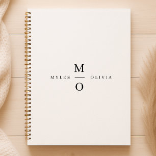 Wedding Monogram Elegant Minimalistisch Simple Whi Notizbuch