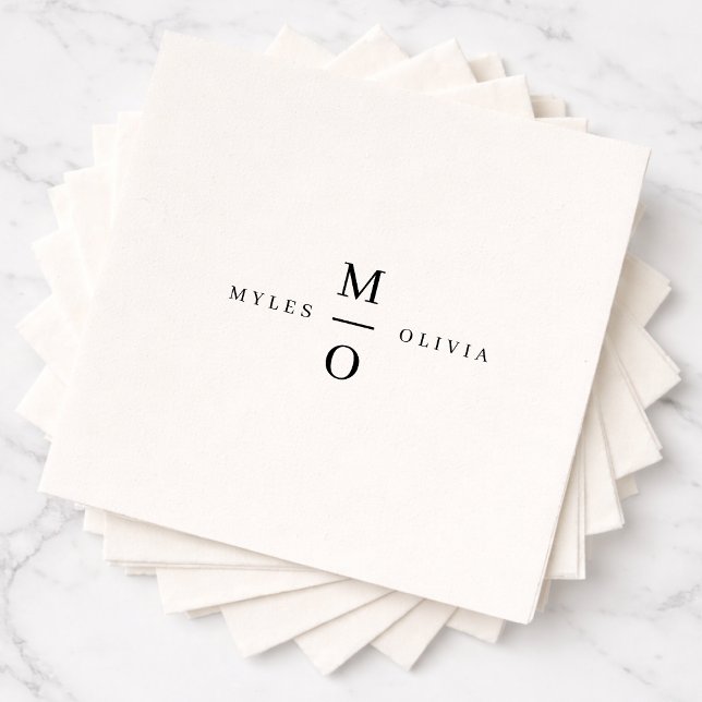 Wedding Monogram Elegant Minimalistisch Simple Whi Serviette (Monogrammed wedding napkins with clean modern typography for a stylish celebration)