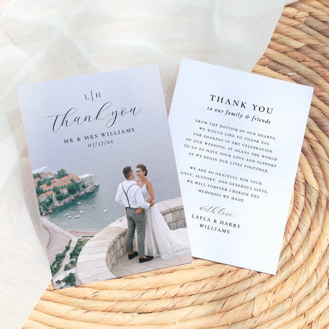 Wedding Monogram | Elegantes und modernes Script-F Dankeskarte (Von Creator hochgeladen)